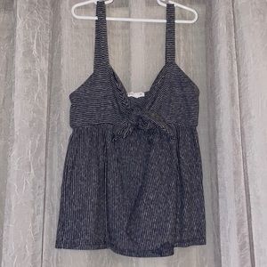 Navy blue and white stripped tank top with tie